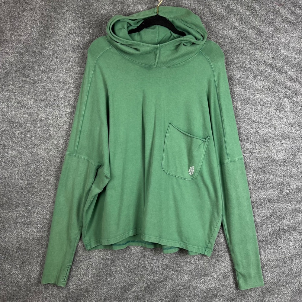 Free People Movement Hoodie Womens Medium Green Pullover Pocket Top